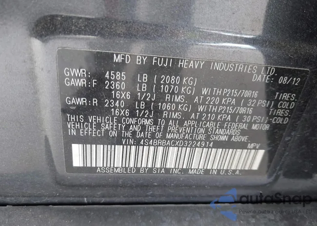 4S4BRBACXD3224914: 43566999