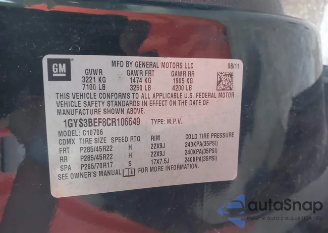 1GYS3BEF8CR106649: 43567301