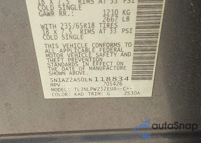 5N1AZ2AS0LN118834: 43568445