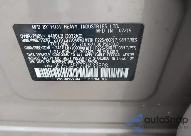 JF2SJAFC2GH433698: 43568499