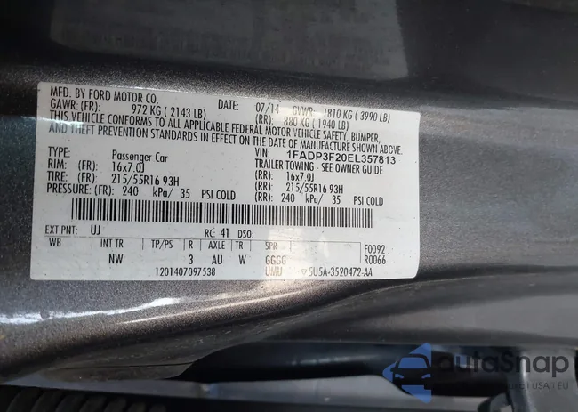 1FADP3F20EL357813: 43568576