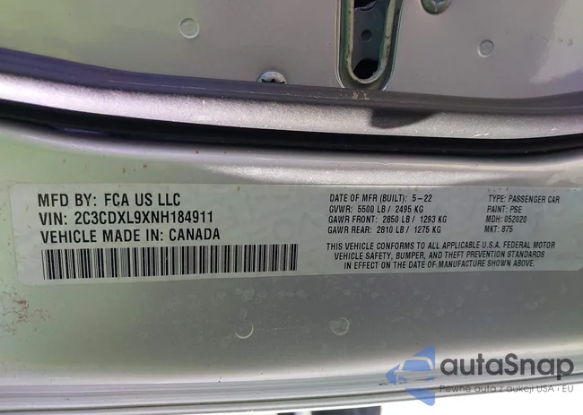 2C3CDXL9XNH184911: 43568655