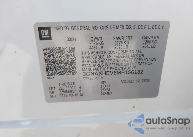 3GNAXHEV8MS156182: 43568708