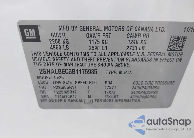 2GNALBEC5B1175935: 43568724