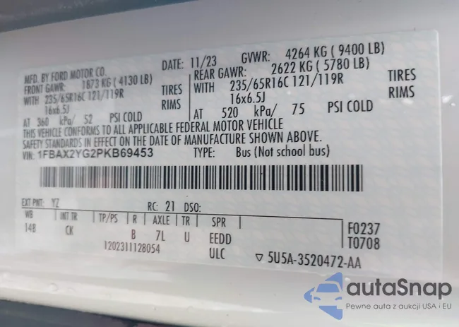 1FBAX2YG2PKB69453: 43568730