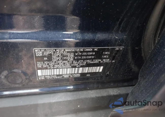 2T3A1RFV2KC050956: 43568765