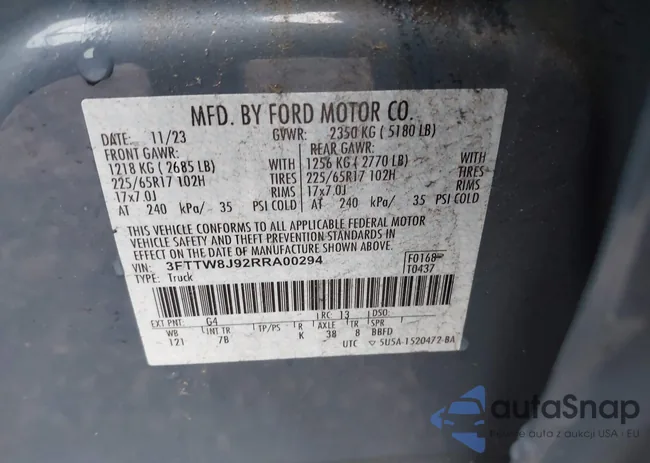 3FTTW8J92RRA00294: 43568767