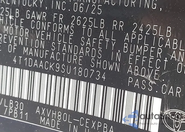 4T1DAACK9SU180734: 43568770