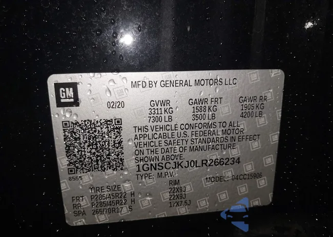 1GNSCJKJ0LR266234: 43568004