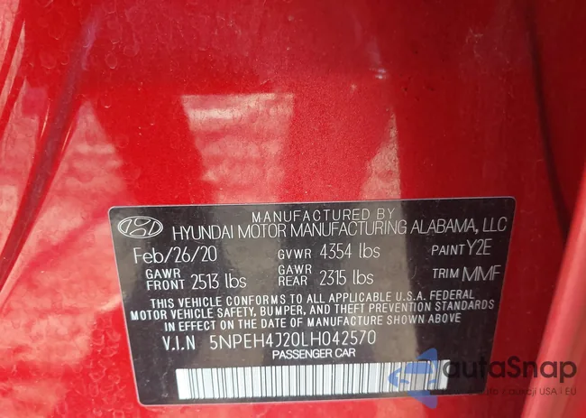 5NPEH4J20LH042570: 43568012