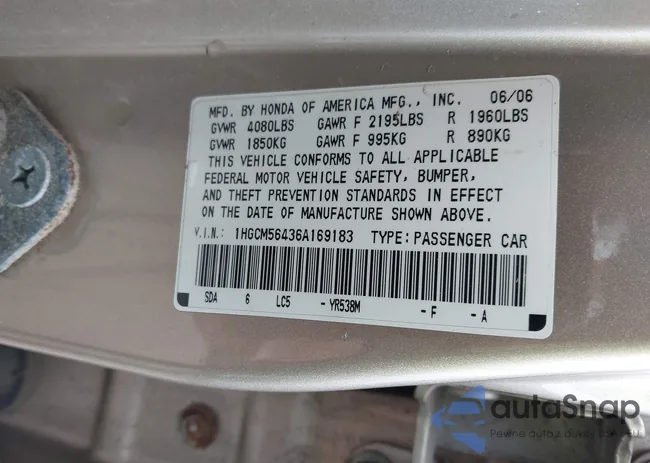 1HGCM56436A169183: 43569635