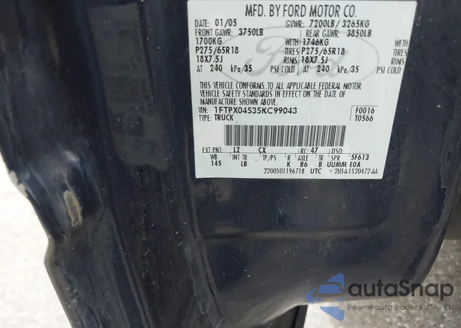 1FTPX04535KC99043: 43569750