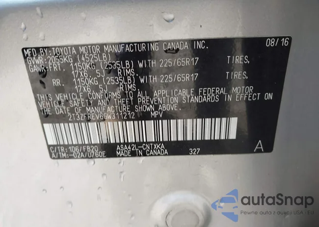 2T3ZFREV6GW311212: 43569028