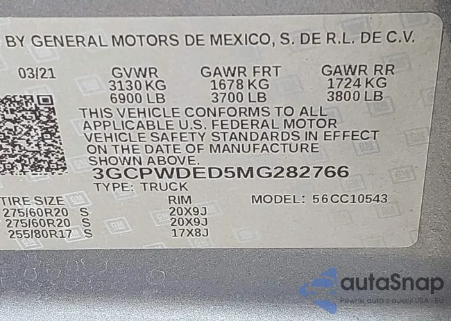 3GCPWDED5MG282766: 43570444