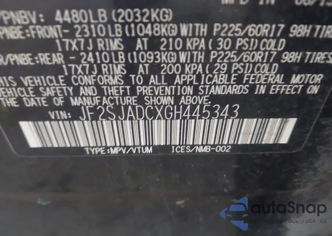 JF2SJADCXGH445343: 43570593