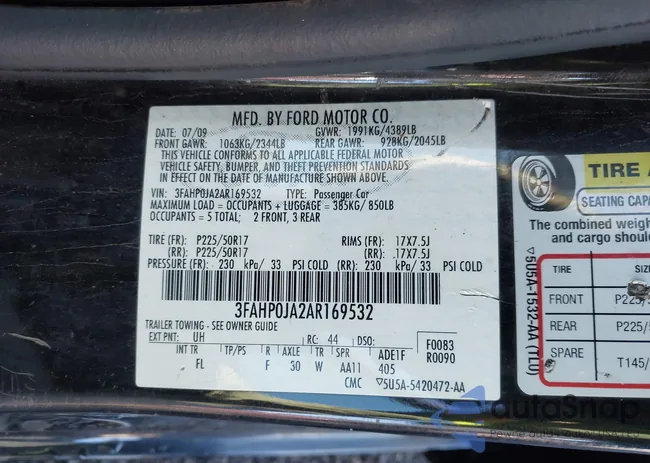 3FAHP0JA2AR169532: 43570594