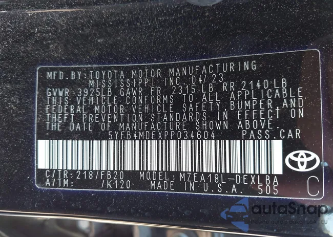 5YFB4MDEXPP034604: 43570655