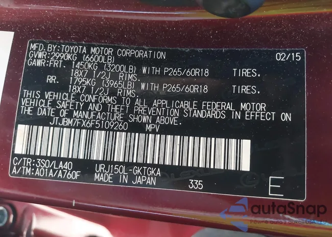 JTJBM7FX6F5109260: 43570740