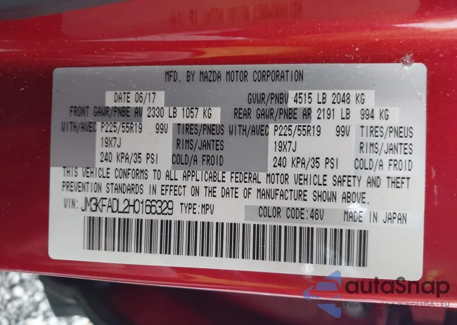 JM3KFADL2H0166329: 43570770