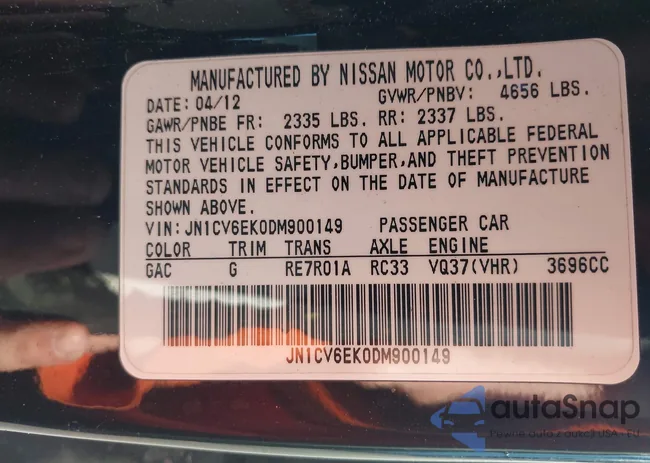 JN1CV6EK0DM900149: 43570804