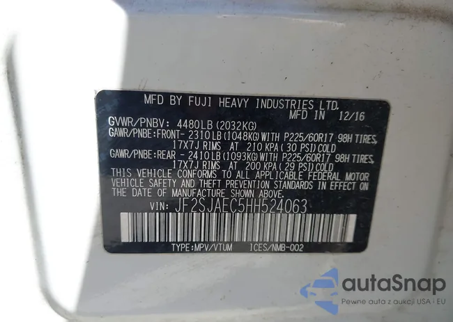 JF2SJAEC5HH524063: 43570820