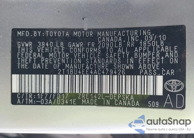 2T1BU4EE4AC479426: 43570834