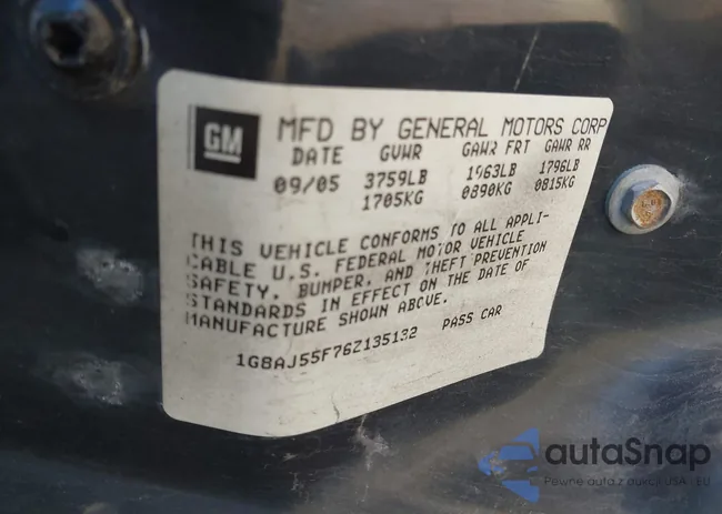 1G8AJ55F76Z135132: 43570857