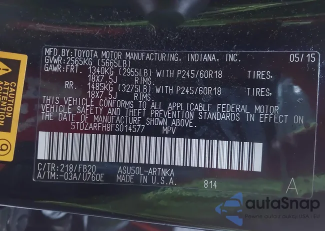 5TDZARFH8FS014577: 43570897