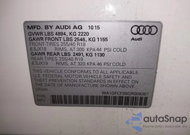 WA1GFCFS6GR008367: 43569956