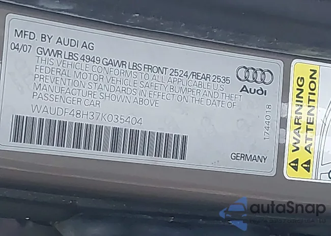 WAUDF48H37K035404: 43570121