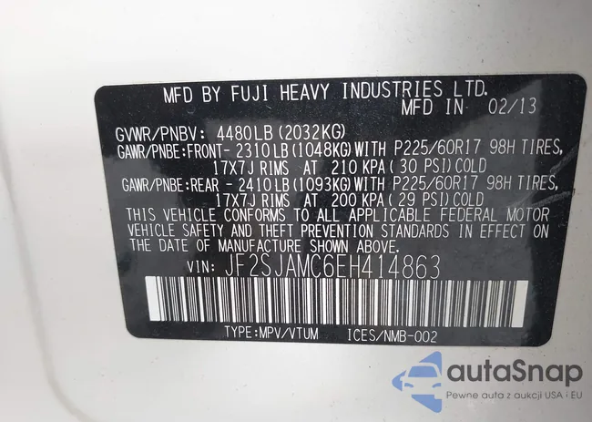 JF2SJAMC6EH414863: 43570238