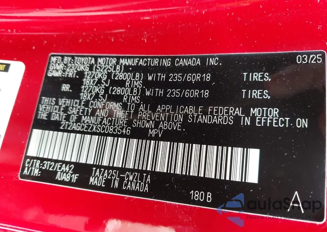 2T2AGCEZXSC083546: 43571345