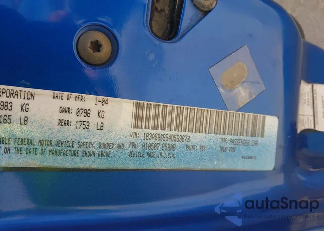 1B3AS66S54D569873: 43571482