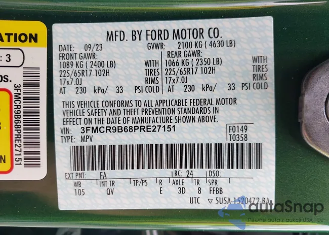 3FMCR9B68PRE27151: 43571541