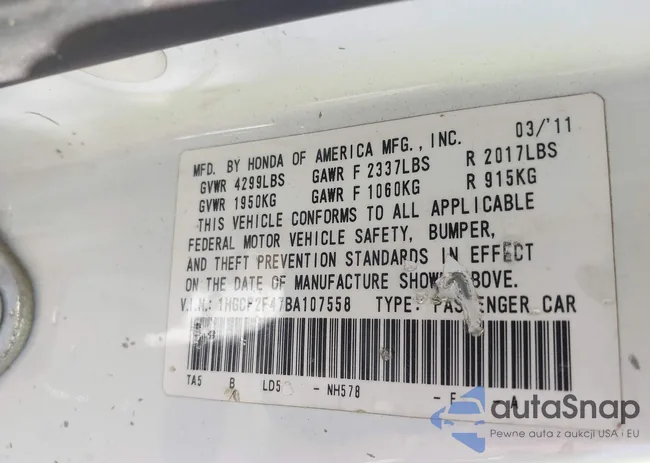 1HGCP2F47BA107558: 43571664