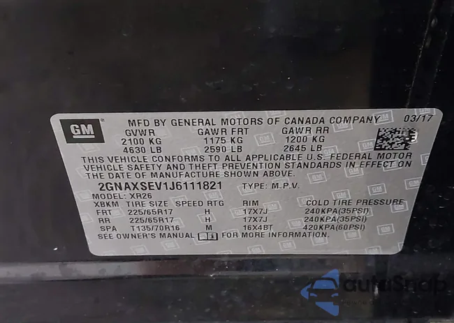 2GNAXSEV1J6111821: 43571821