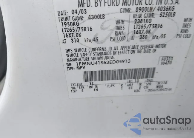 1FMNU41S63ED05913: 43571845