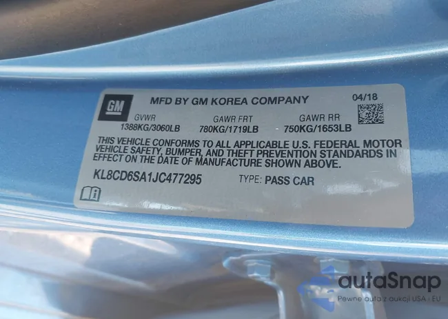 KL8CD6SA1JC477295: 43571890