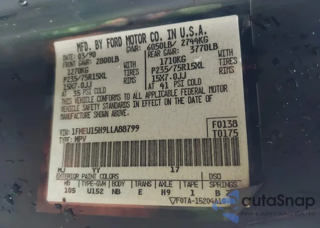 1FMEU15H9LLA88799: 43571005