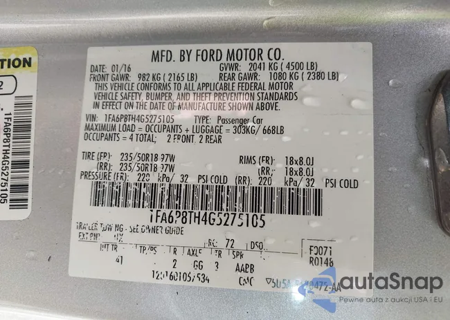 1FA6P8TH4G5275105: 43571230