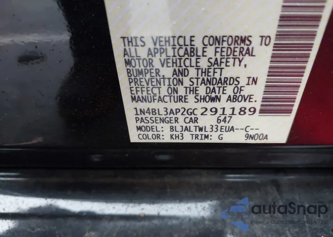 1N4BL3AP2GC291189: 43572471