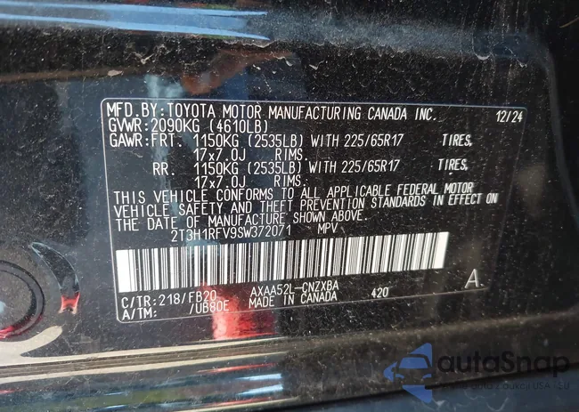 2T3H1RFV9SW372071: 43572520