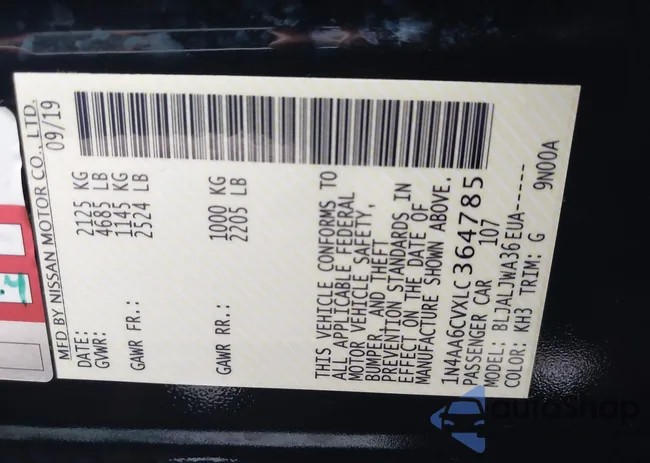 1N4AA6CVXLC364785: 43572581