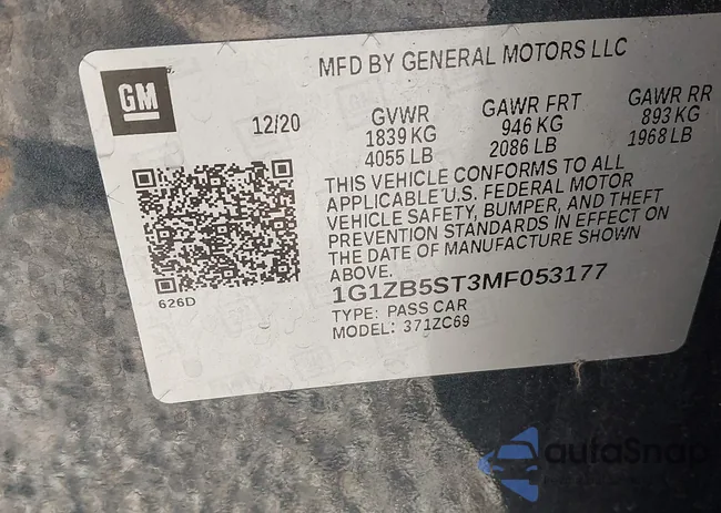 1G1ZB5ST3MF053177: 43572621