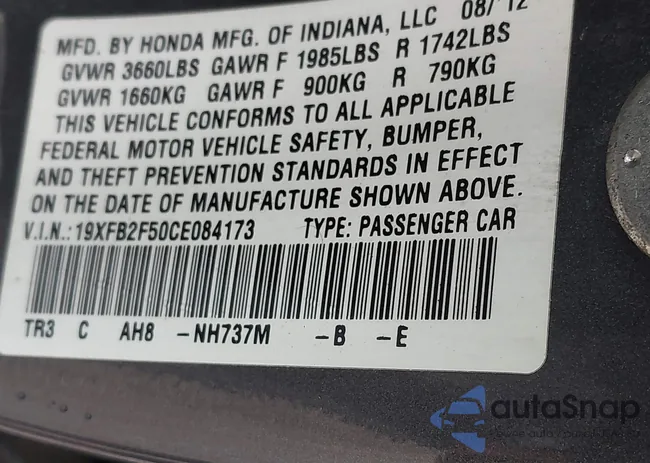 19XFB2F50CE084173: 43572762