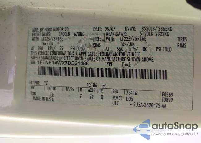 1FTNE14WX7DB21486: 43572802