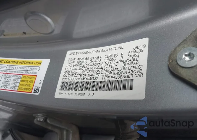 1HGCV1F13KA168623: 43572864