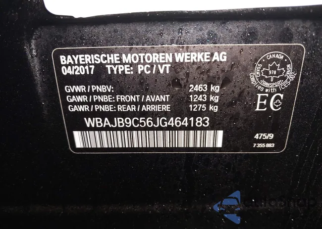 WBAJB9C56JG464183: 43572904