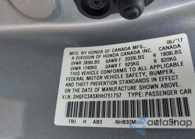 2HGFC3A5XHH751757: 43571943