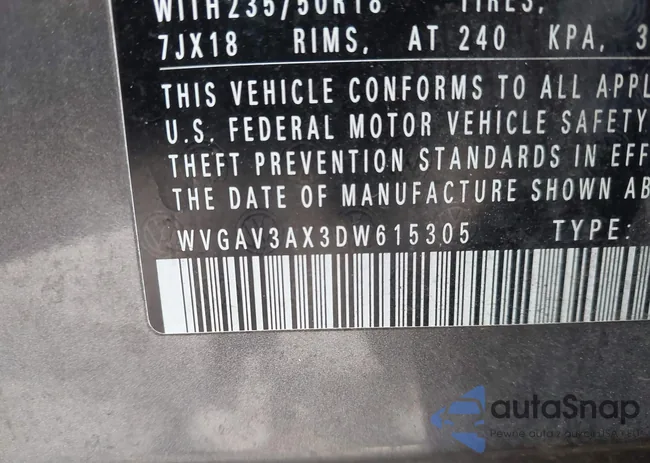 WVGAV3AX3DW615305: 43572241